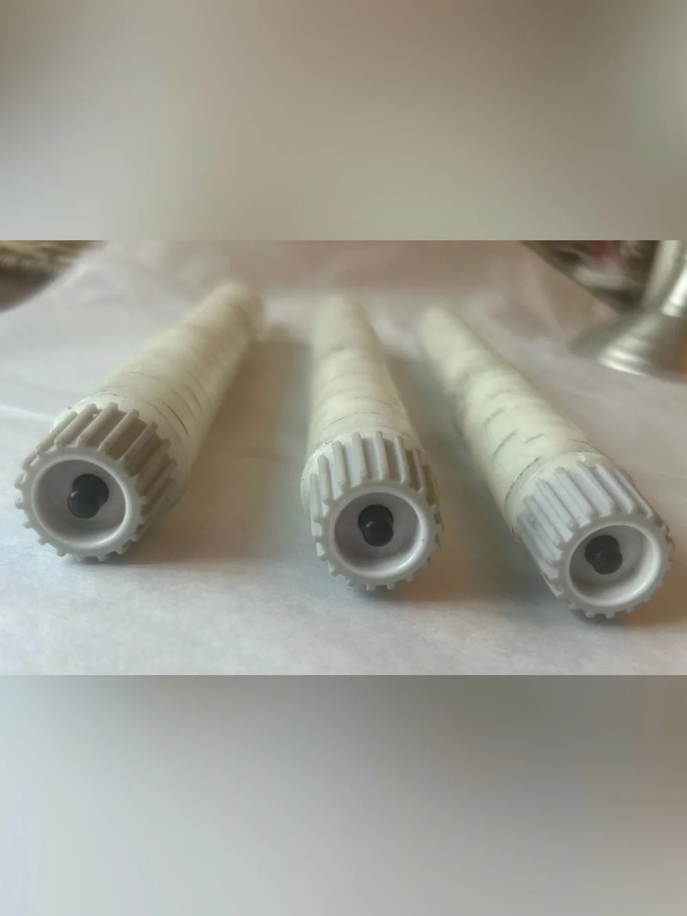 Birch-Textured LED Taper Candles - White (Set of 3)
